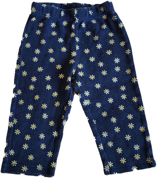 F - Pantalon bleu marine marguerite - 9 mois