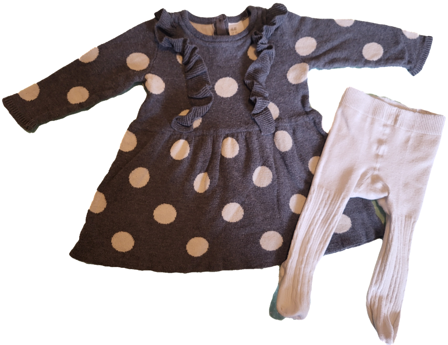 F - Robe grise et collant - 3/6 mois