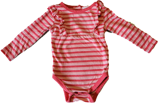 F - Cache-couche long rayé rose - 6 mois