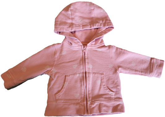 F - Coton à zipper rose coeurs - 3/6 mois