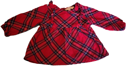 F - Robe carrautée rouge - 6/12 mois