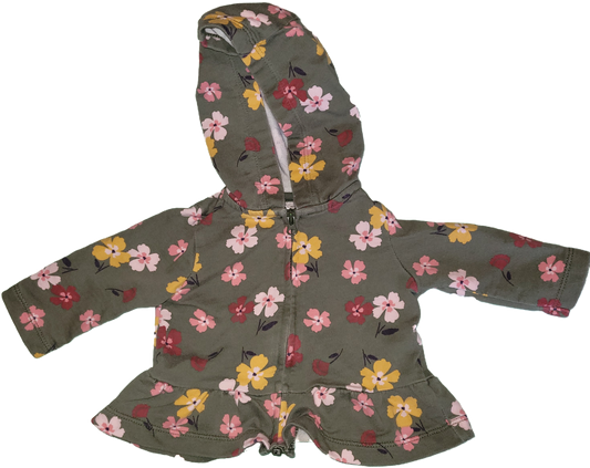 F - Coton à zipper fleuri - 0/3 mois - neuf