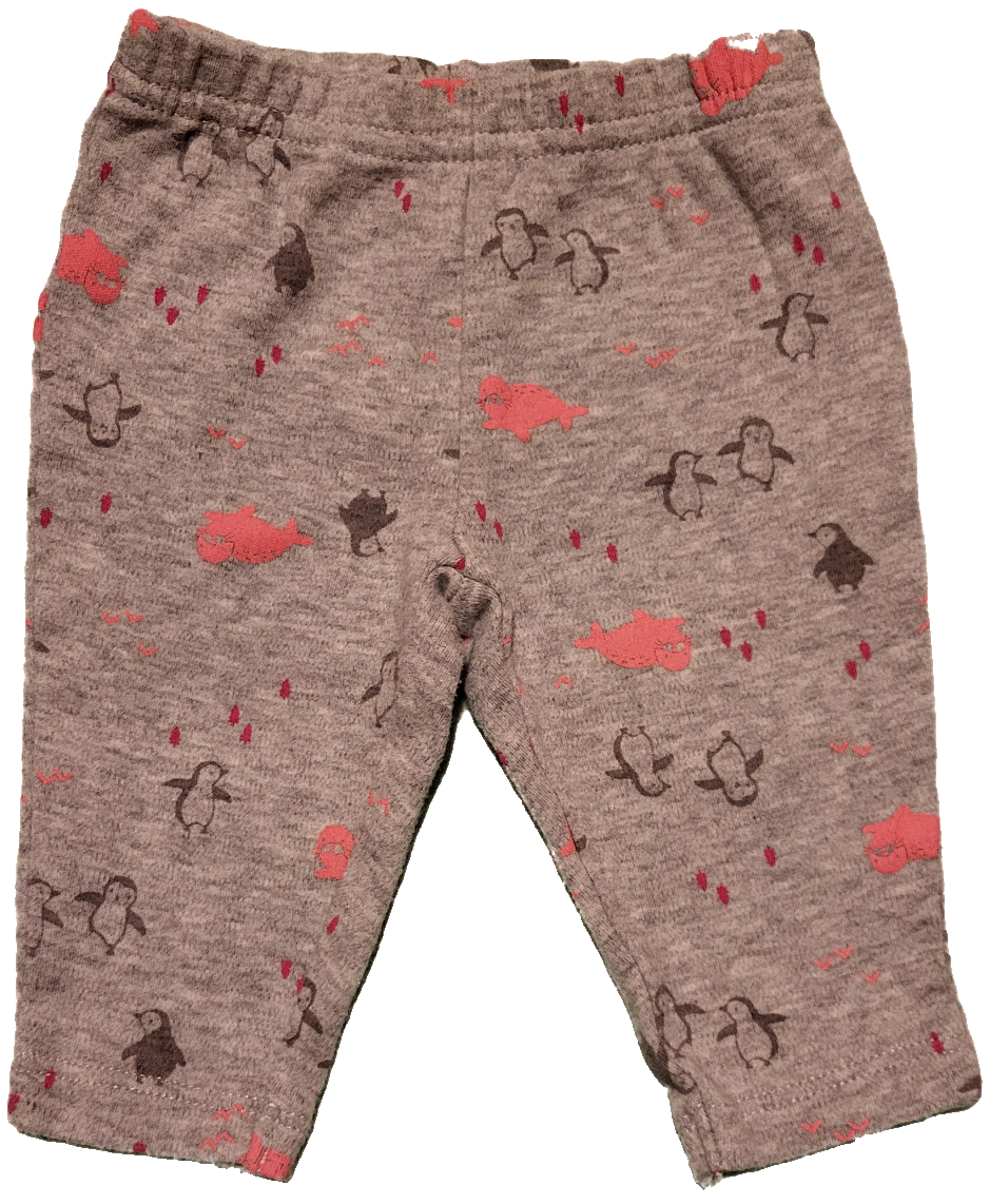 F - Pantalon gris pingouin - 0/3 mois