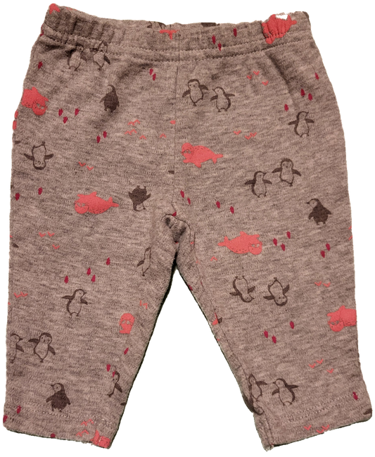 F - Pantalon gris pingouin - 0/3 mois