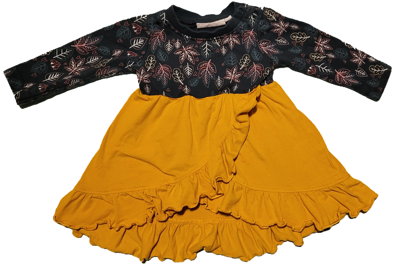 F - Robe feuille jaune - 6 mois