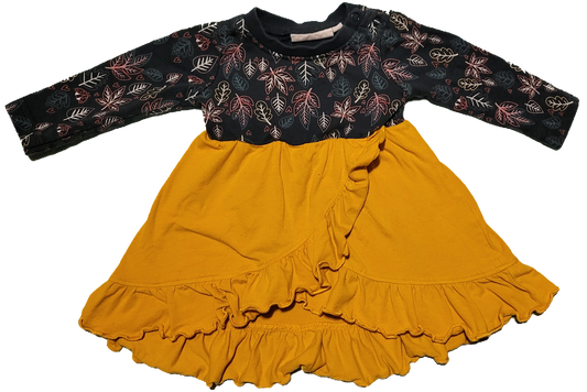 F - Robe feuille jaune - 6 mois