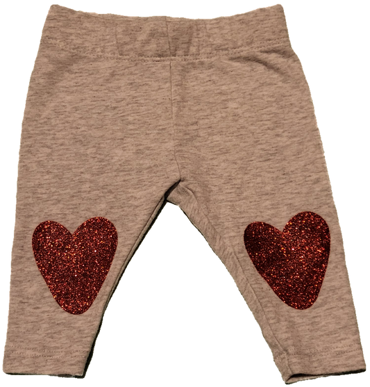 F - Pantalon gris avec coeur - 0/3 mois