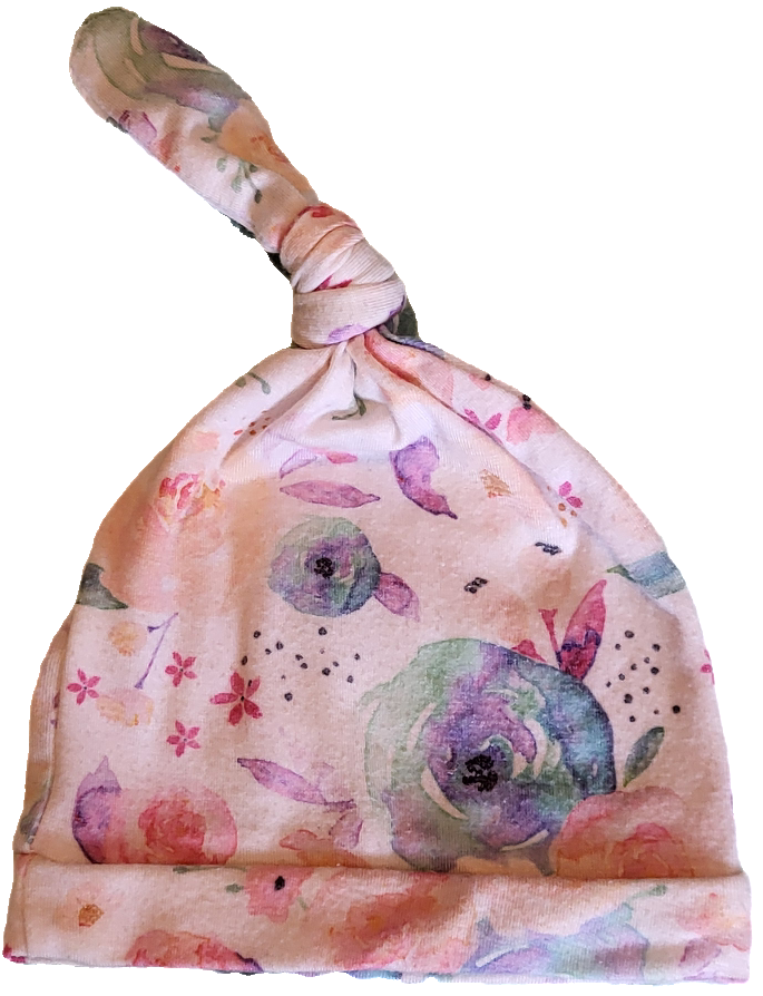 F - Chapeau mince fleurs  (printemps- été) - 6/12 mois