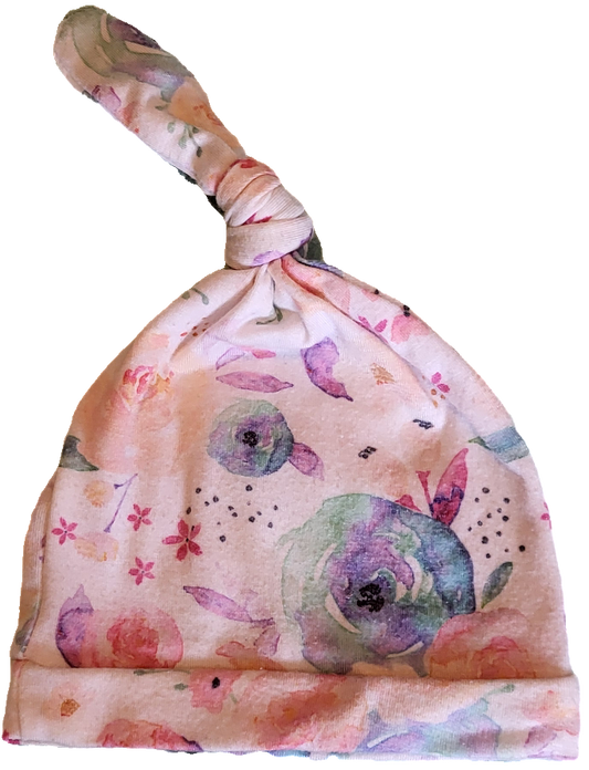 F - Chapeau mince fleurs  (printemps- été) - 6/12 mois