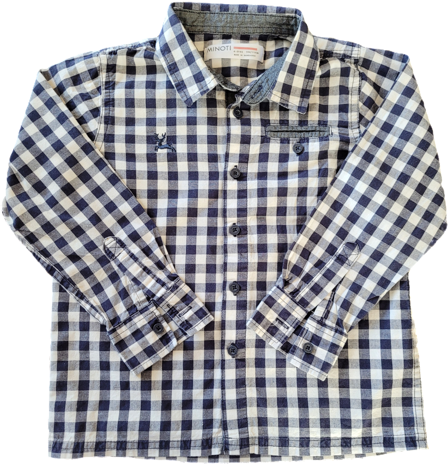 G - Chemise bleu marine à carreaux - 4/5 ans - Neuf