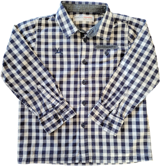 G - Chemise bleu marine à carreaux - 4/5 ans - Neuf