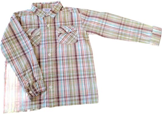 G - Chemise vert et brun à carreaux - 6 ans