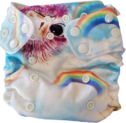 Couche lavable autruche arc-en-ciel