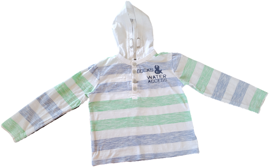 G - Chandail léger rayé bleu-vert - 5 ans