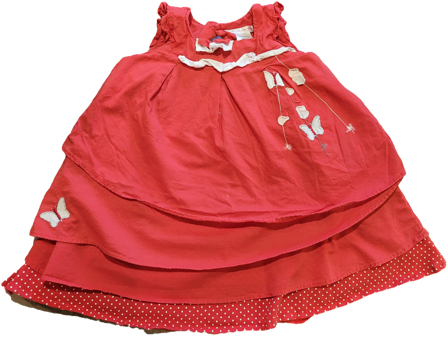F - Robe rouge papillon - 24 mois