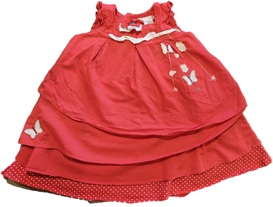 F - Robe rouge papillon - 24 mois