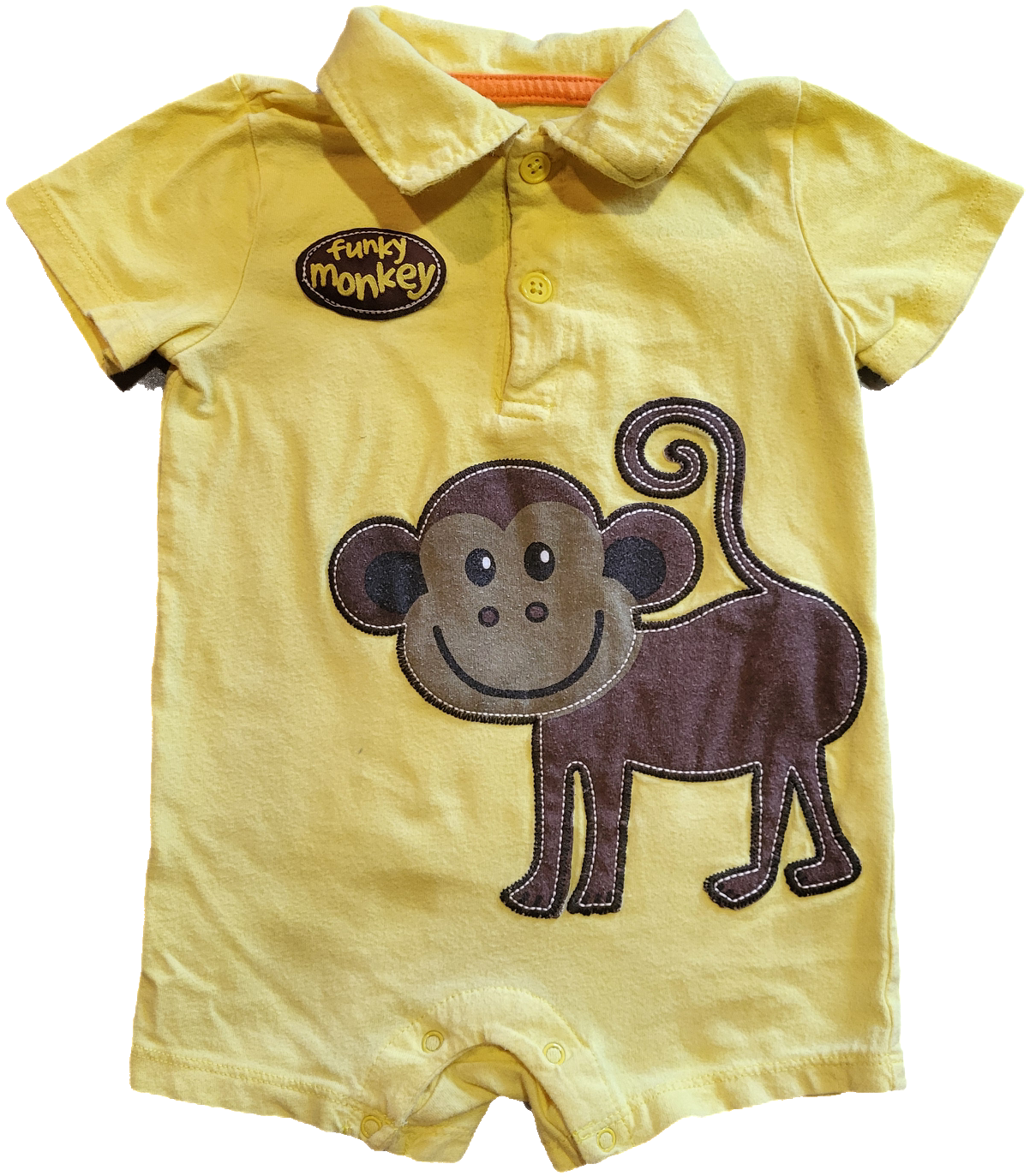 G / F - Barboteuse jaune singe imparfait - 6/12 mois