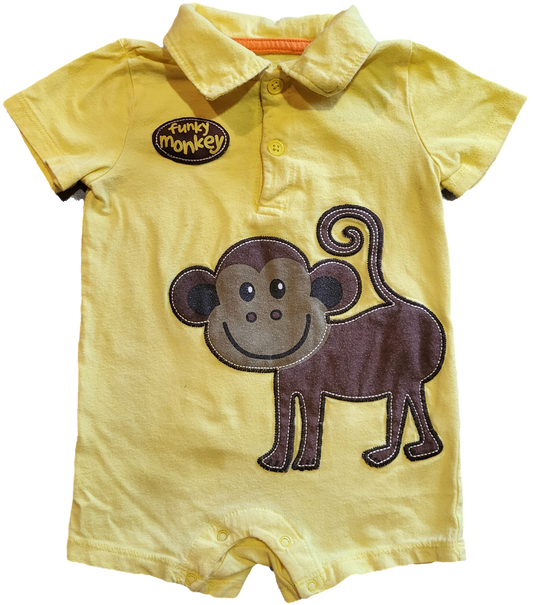 G / F - Barboteuse jaune singe imparfait - 6/12 mois