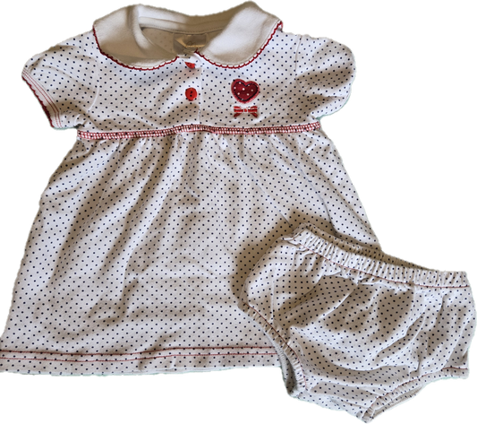 F - Robe à pois bleu marine - 3 mois