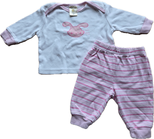 F - Ensemble lapin rose - 3/6 mois