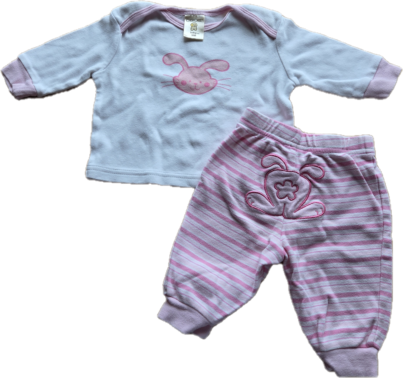 F - Ensemble lapin rose - 3/6 mois