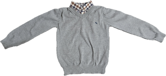 G - Polo gris avec morceau de chemise - 5/6 ans