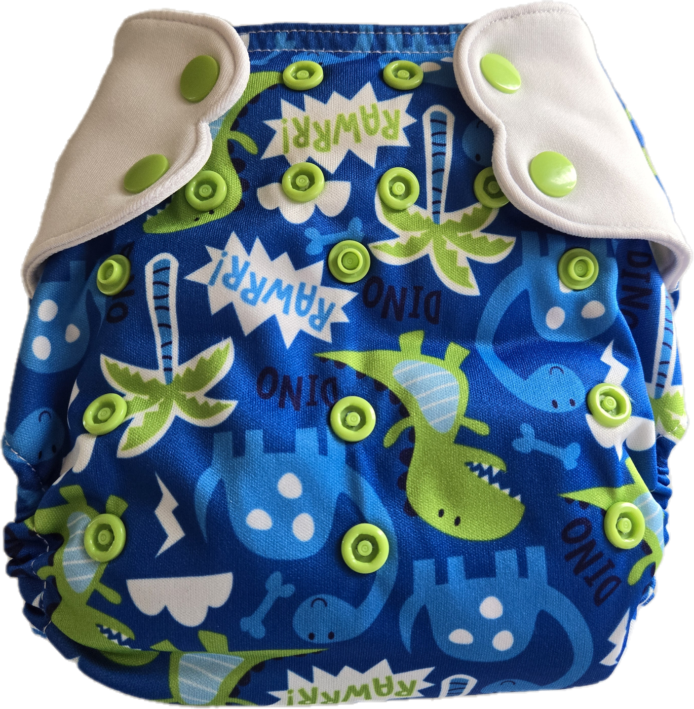 Couche lavable dino bleu et vert - Elf Diaper