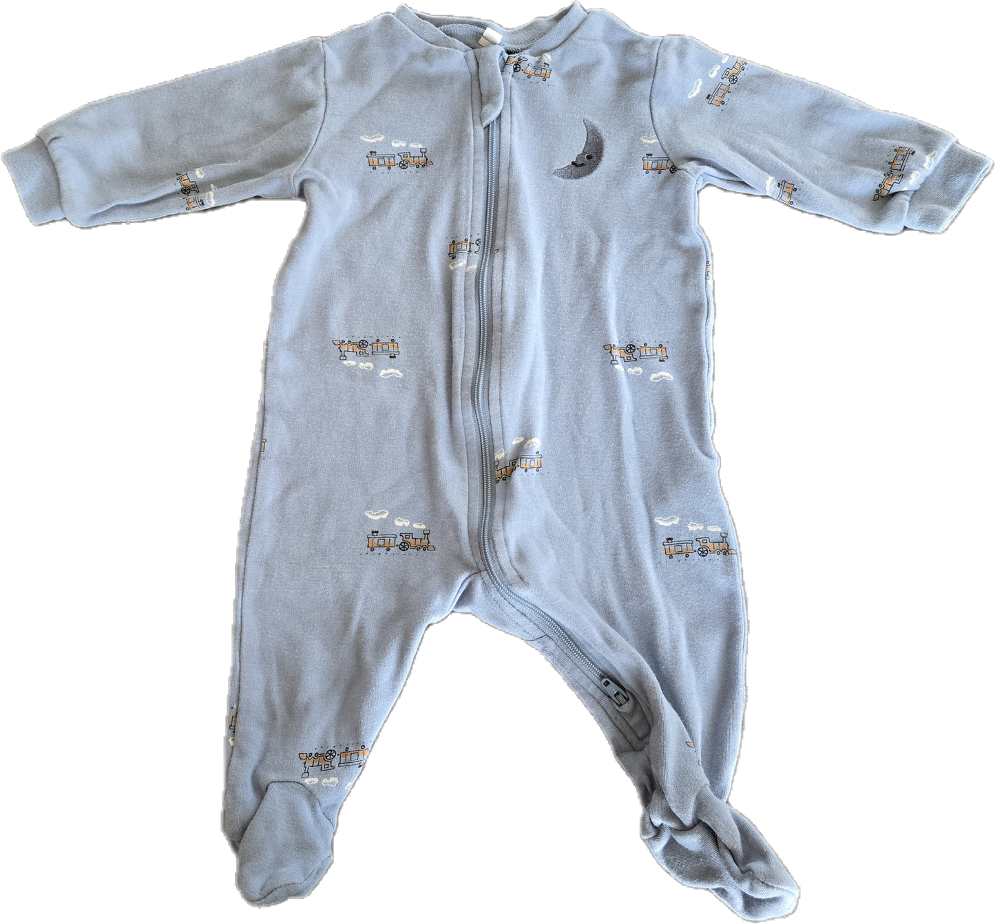 G - Pyjama bleu train/lune- 3 mois