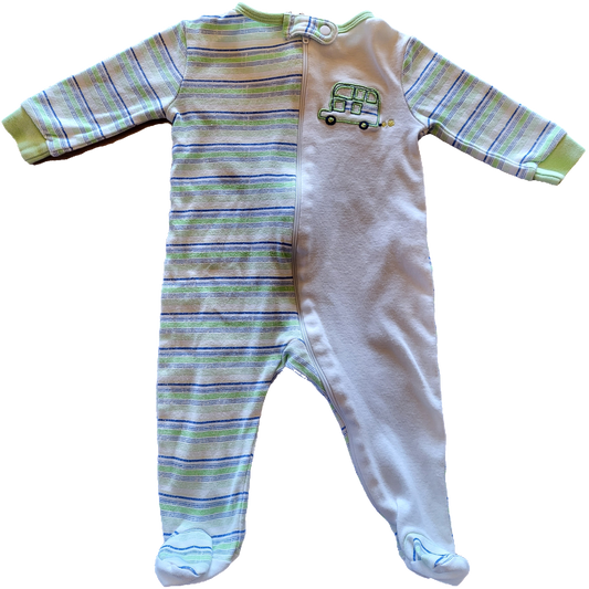 G - Pyjama rayé vert - 3/6 mois