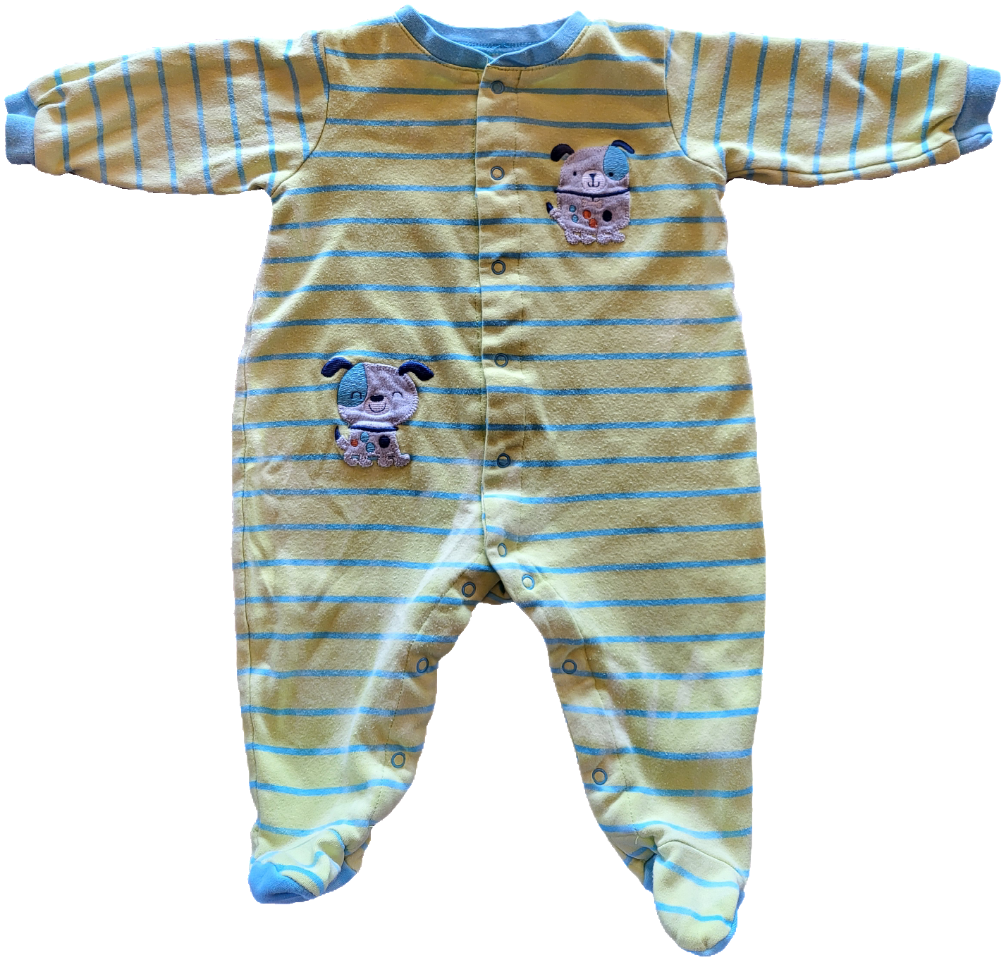 G- Pyjama chien rayé vert  imparfait - 6 mois délavé