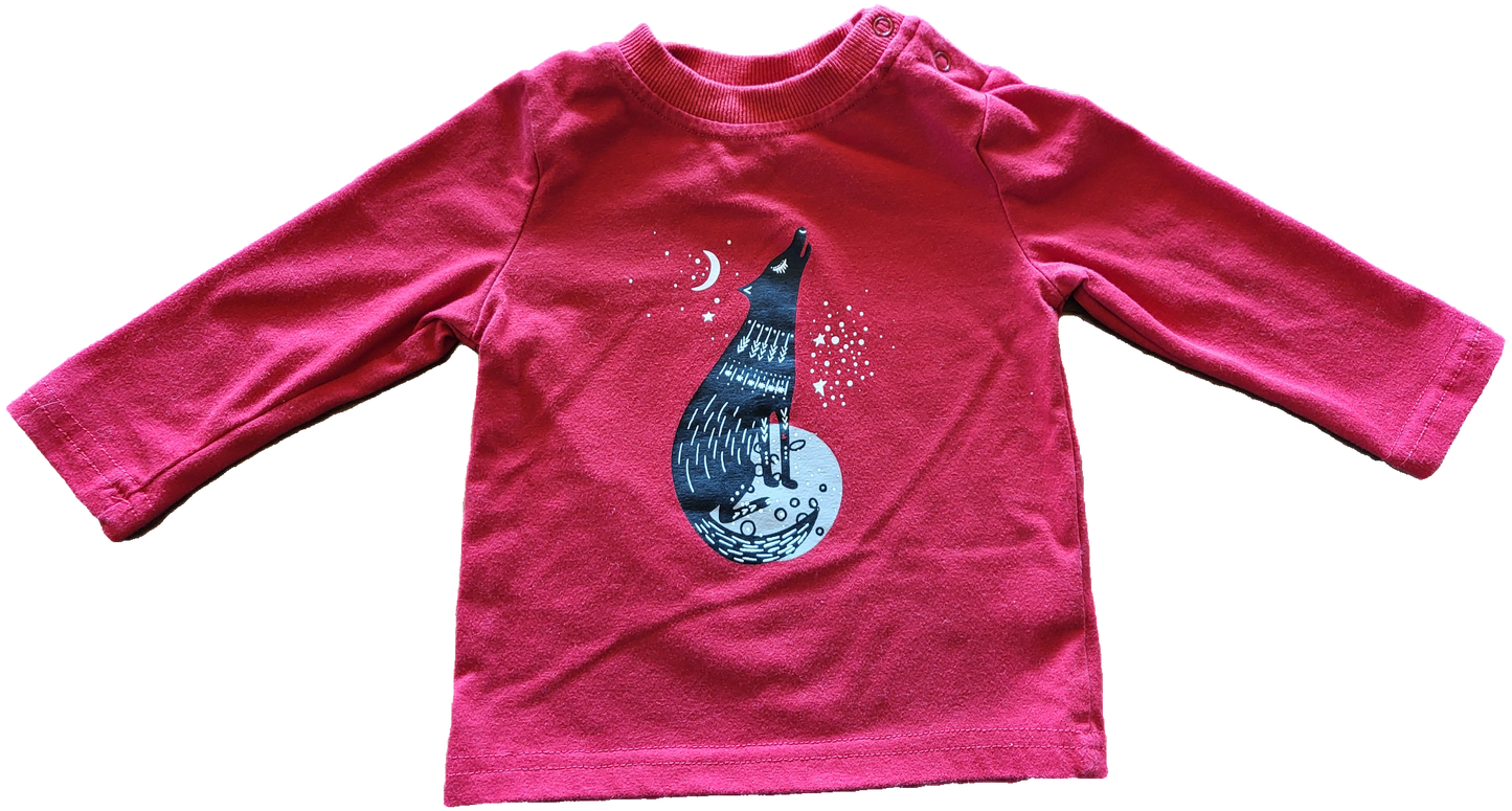 G - Chandail loup rouge - 9 mois