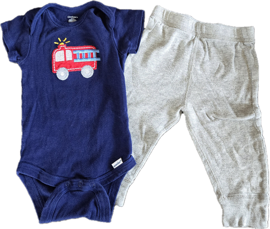 G - Ensemble pompier bleu marine - 3/9 mois