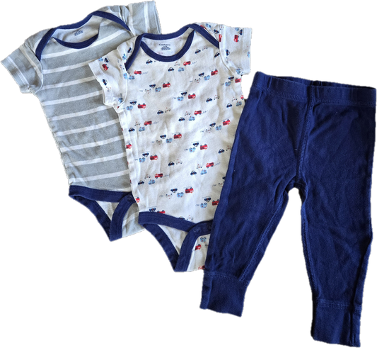 G - Ensemble voitures bleu marine - 3/9 mois