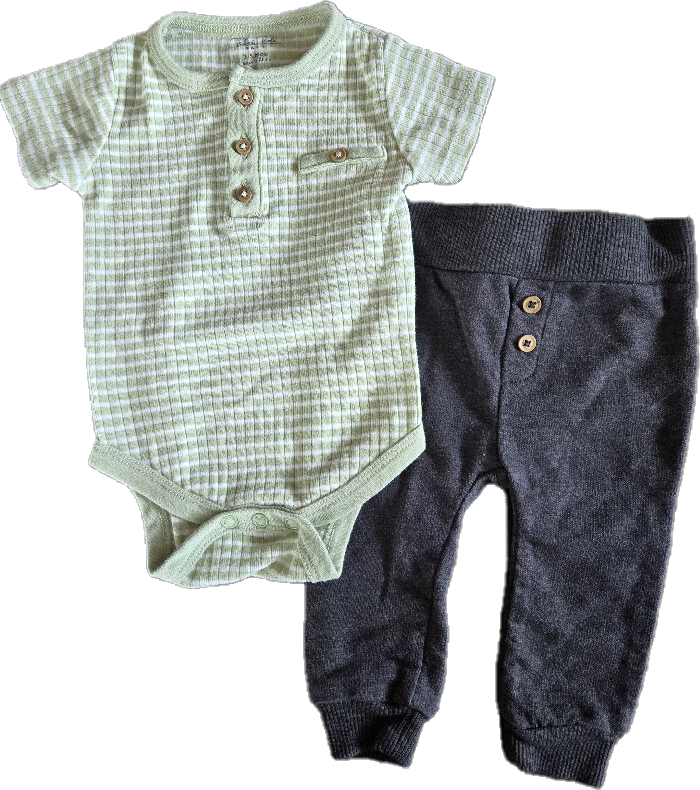 G / F - Ensemble rayé lime - 3/6 mois - Neuf