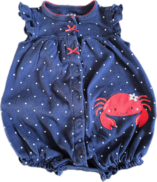 F - Barboteuse crabe bleu marine - 0/3 mois