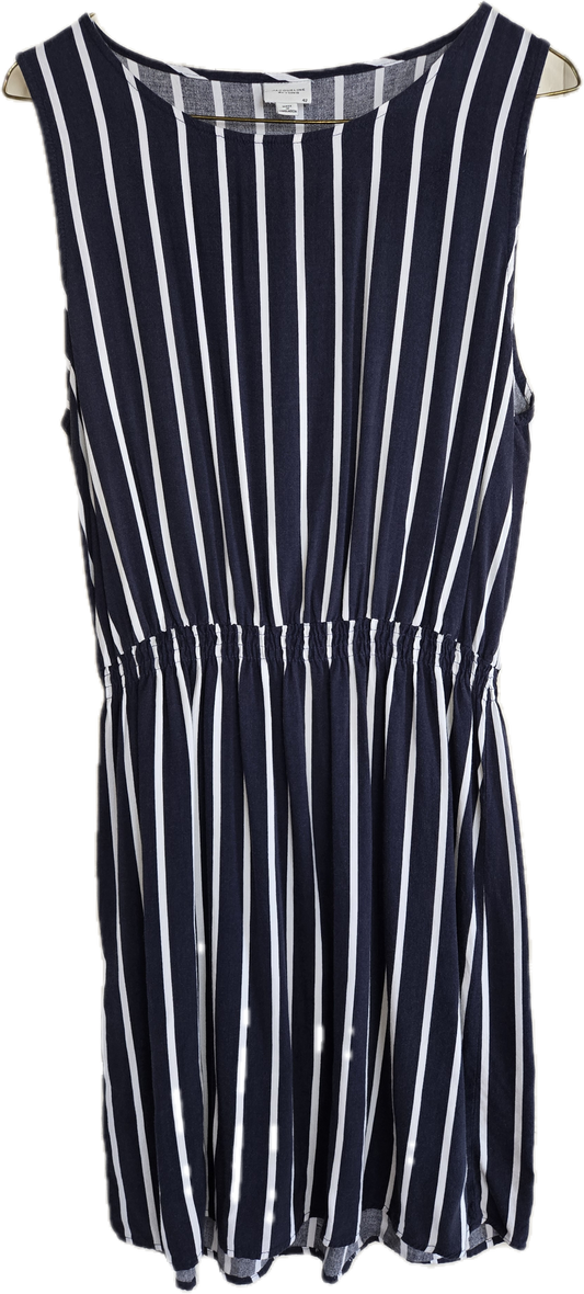 D - Robe rayée bleu marine - Large