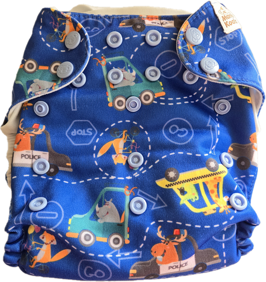 Couche lavable animaux bleu