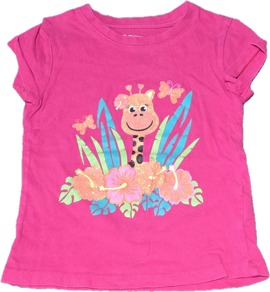 F - Chandail rose girafe - 3 ans