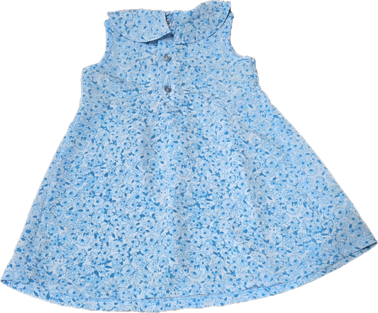 F - Robe fleurie bleue - 2 ans