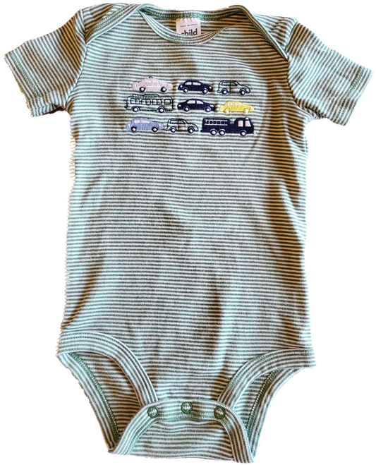 G - Cache-couche rayé vert autos - 6/12 mois