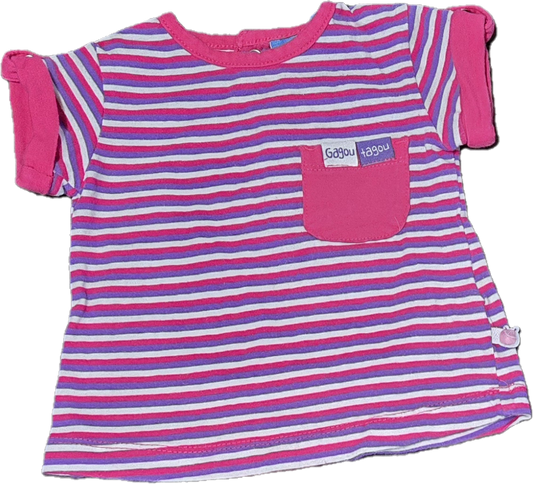 F - Chandail rayé rose et mauve - 3 mois