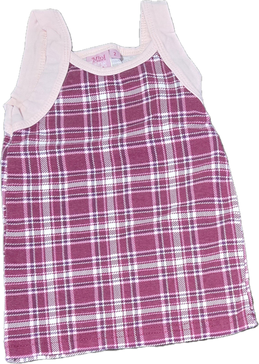 F - Camisole carreauté rose - 2 ans