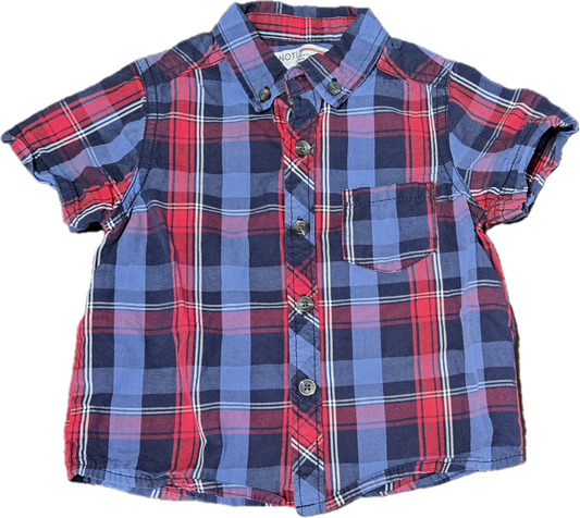 G - Chemise bleu et rouge - 18 mois