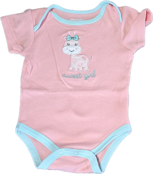 F - Cache-couche court - rose girafe - 6/9 mois - Neuf