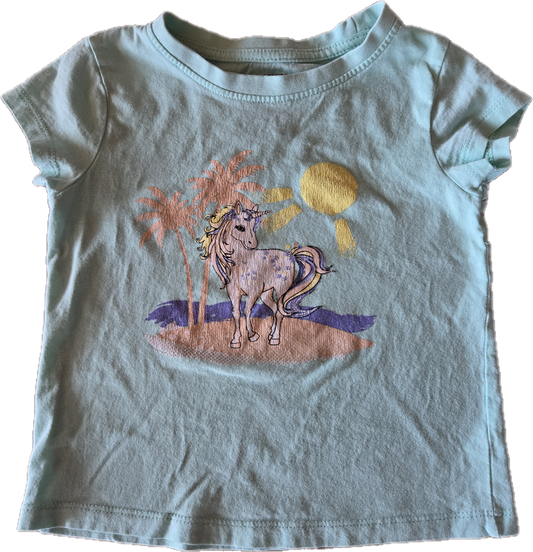 F - Chandail turquoise licorne - 2/3 ans