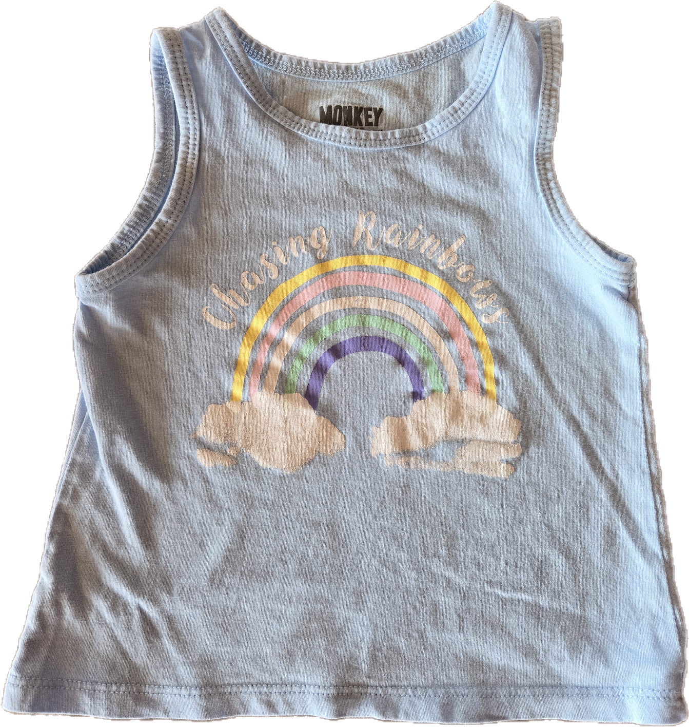 F - Camisole bleu pâle arc-en-ciel - 2/3 ans