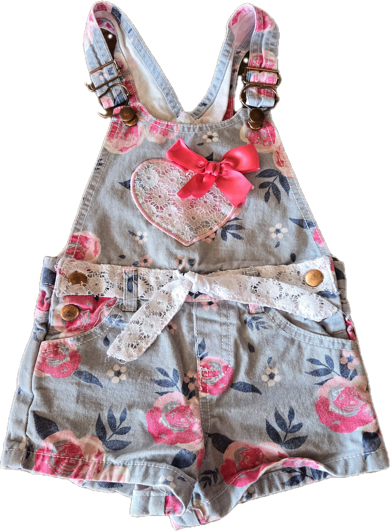 F - Salopette fleurie - 2 ans