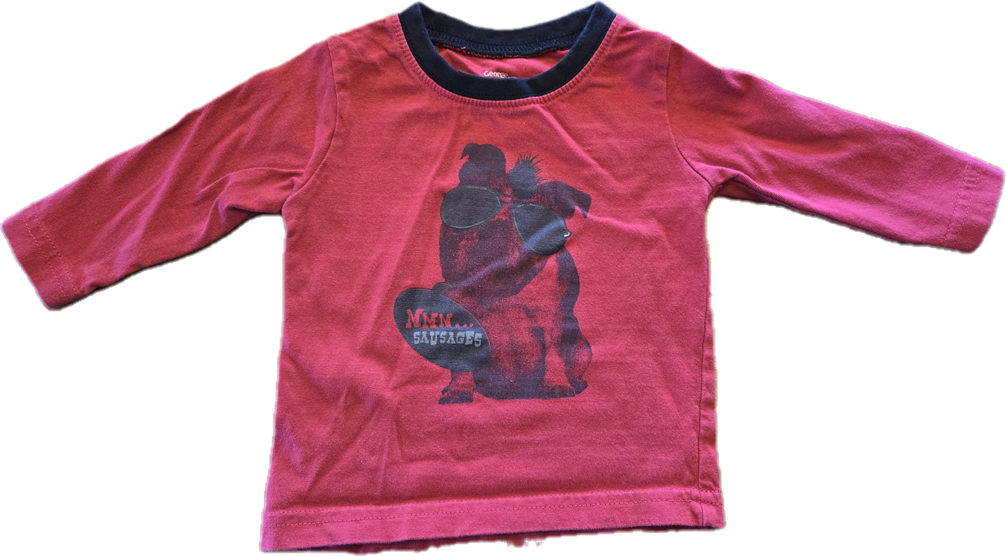 G - Chandail rouge chien - 3/6 mois