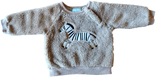 G / F - Chandail brun pâle zèbre Pekkle - 3 mois