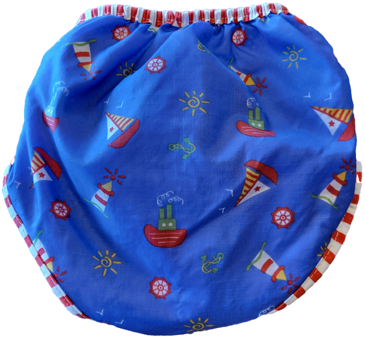 Couche lavable piscine bleu-mauve bateau - Médium